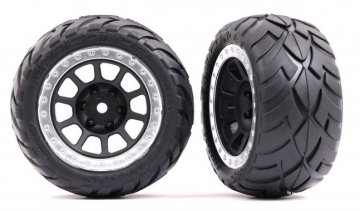 Traxxas Tires & Wheels Alias Medium / Grey Satin w. Chrome Ring  2.2" Rear (2)